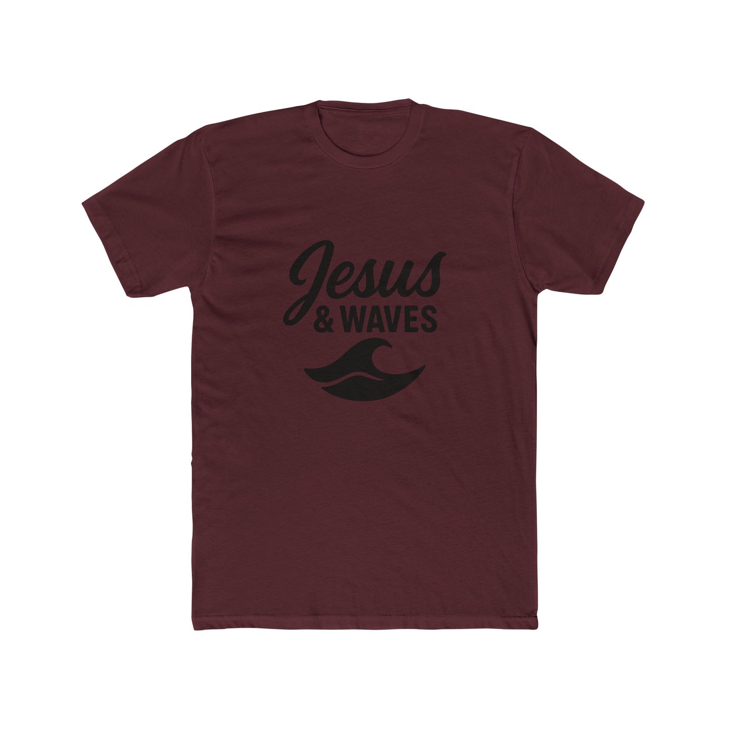 Jesus and Waves - Unisex Cotton Crew Tee, Beach/Surfer style, Christian casual.