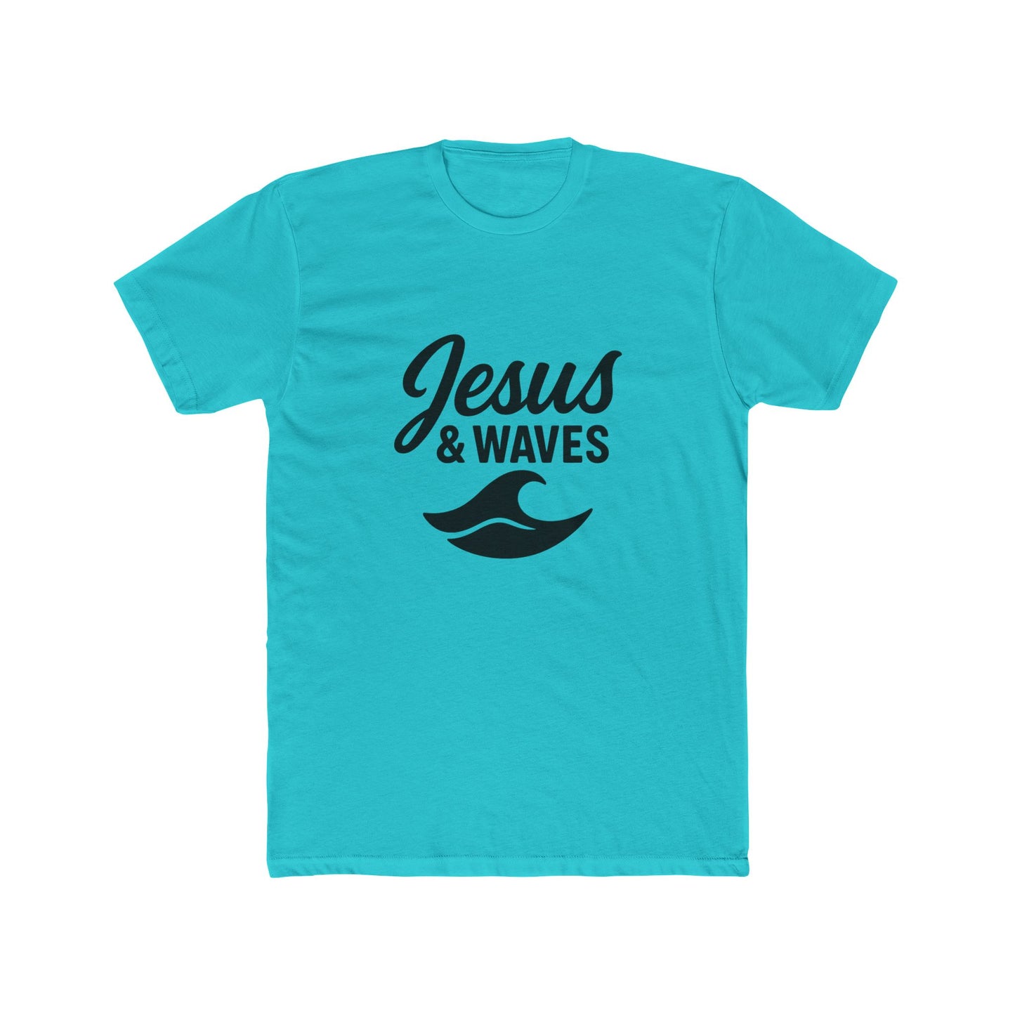 Jesus and Waves - Unisex Cotton Crew Tee, Beach/Surfer style, Christian casual.