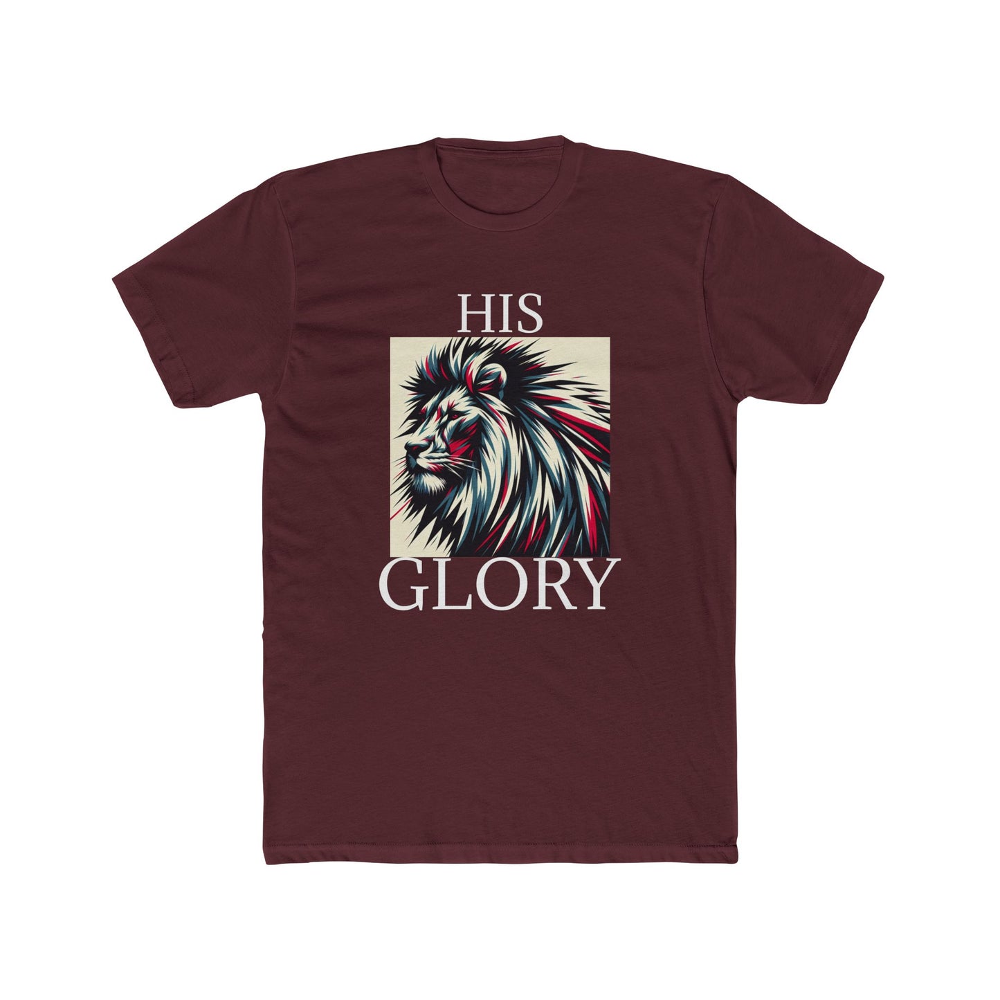 Unisex Cotton Crew Tee - HIS GLORY, Majestic Lyon