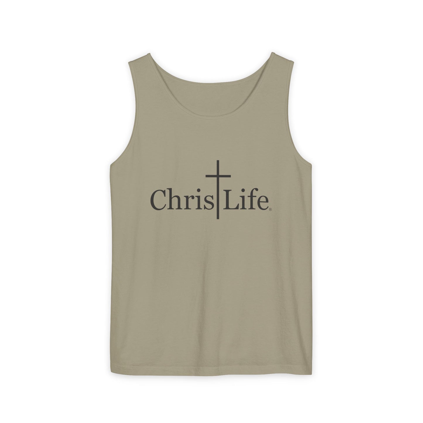 Unisex Garment- Cute Dyed Tank Top with Gray ChristLife logo