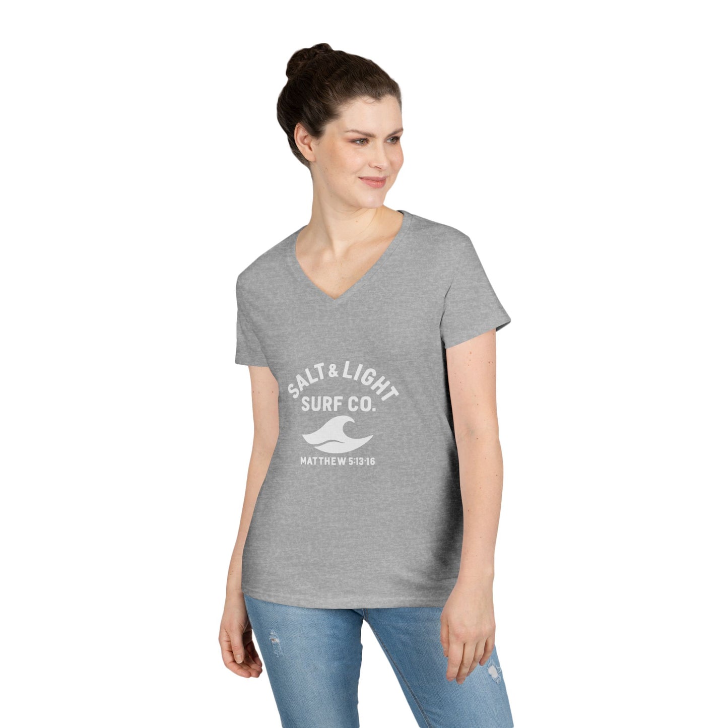 Salt and Light Surf Co/Faith Beach collection Ladies' V-Neck T-Shirt
