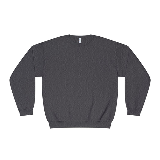 Surf Crewneck Sweatshirt — "Salt & Light" Beach Tan Surfboard Design on Backside