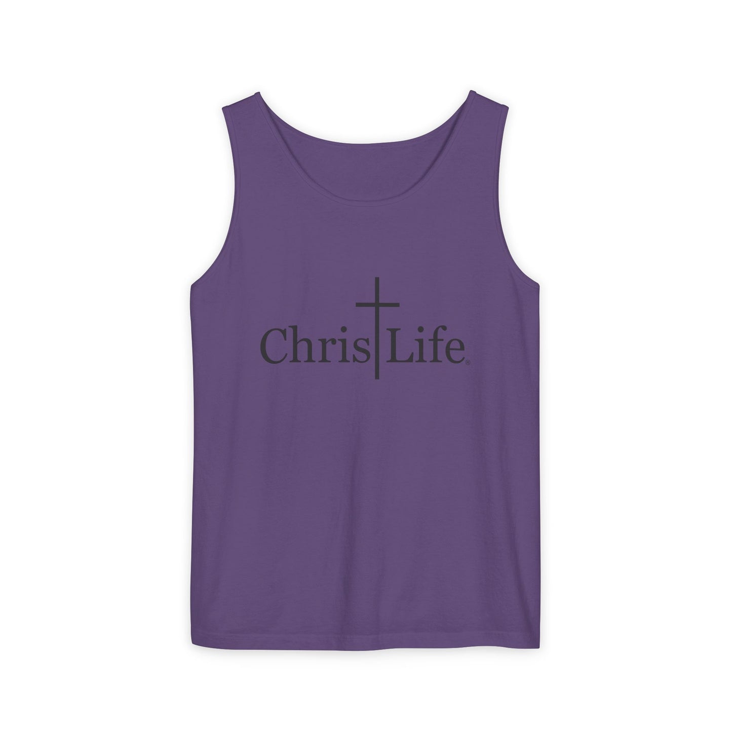 Unisex Garment- Cute Dyed Tank Top with Gray ChristLife logo
