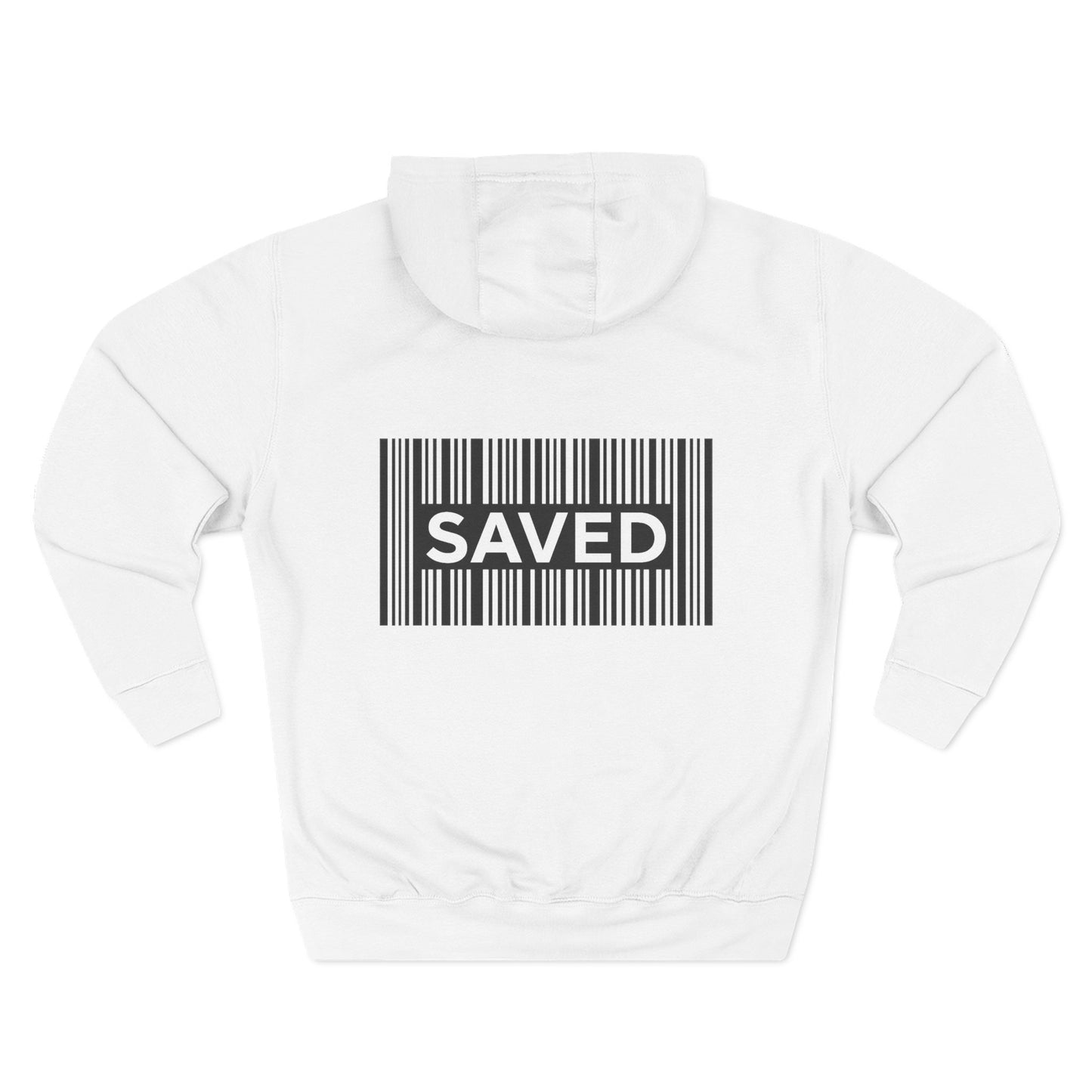 Saved Barcode Hoodie — Faith-Inspired Graphic Fleece Hoodie