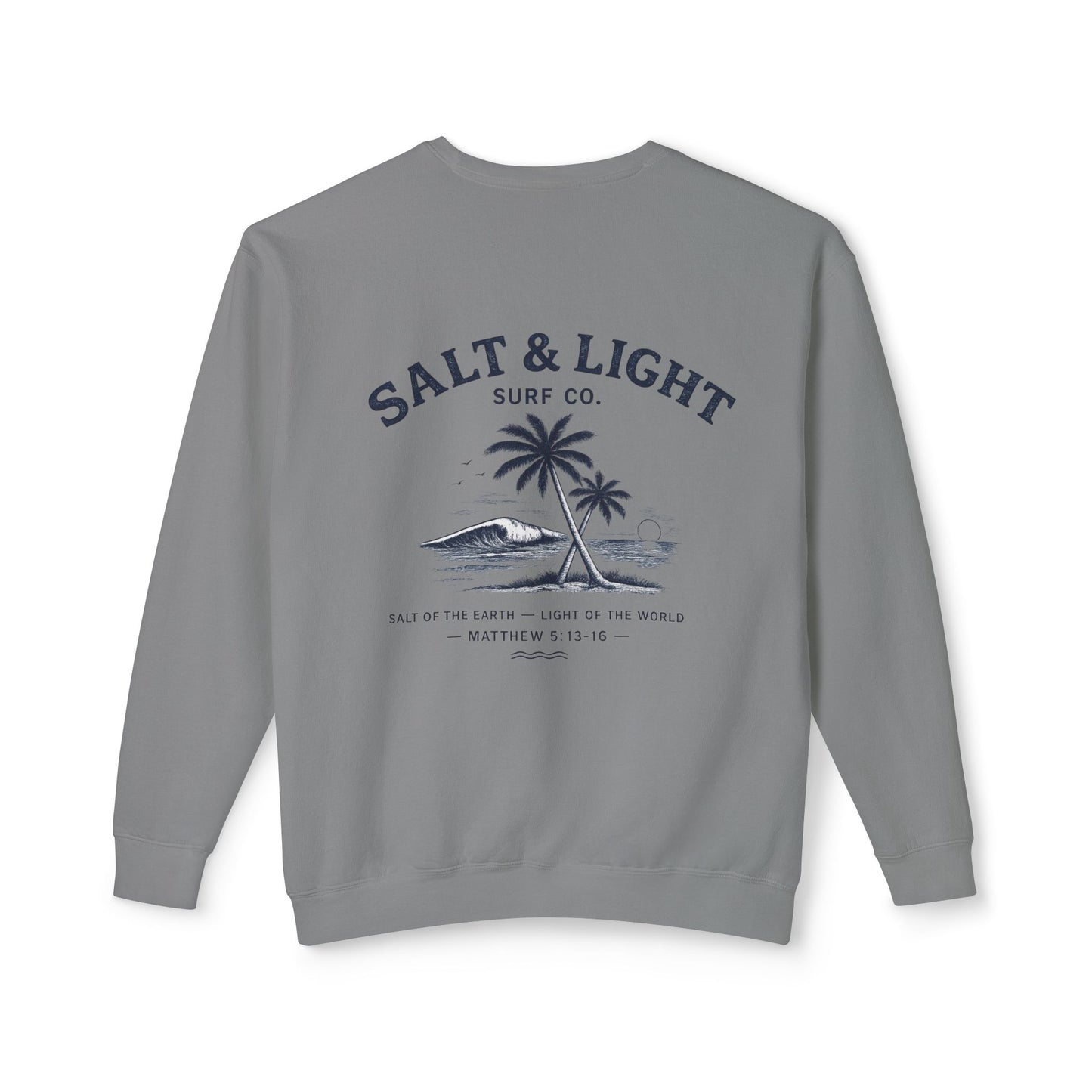 Crewneck Sweatshirt — Salt & Light Surf Co. Vintage Palm Beach Graphic, Back Print