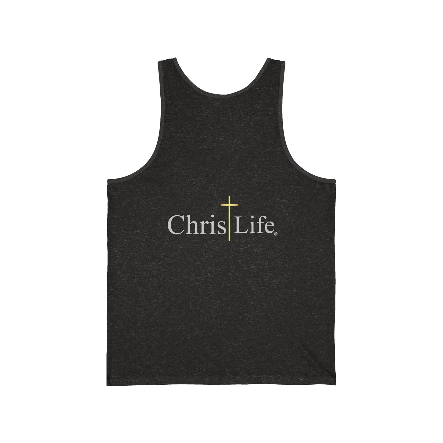 Unisex Jersey Tank, C/L on front and ChristLife on back.