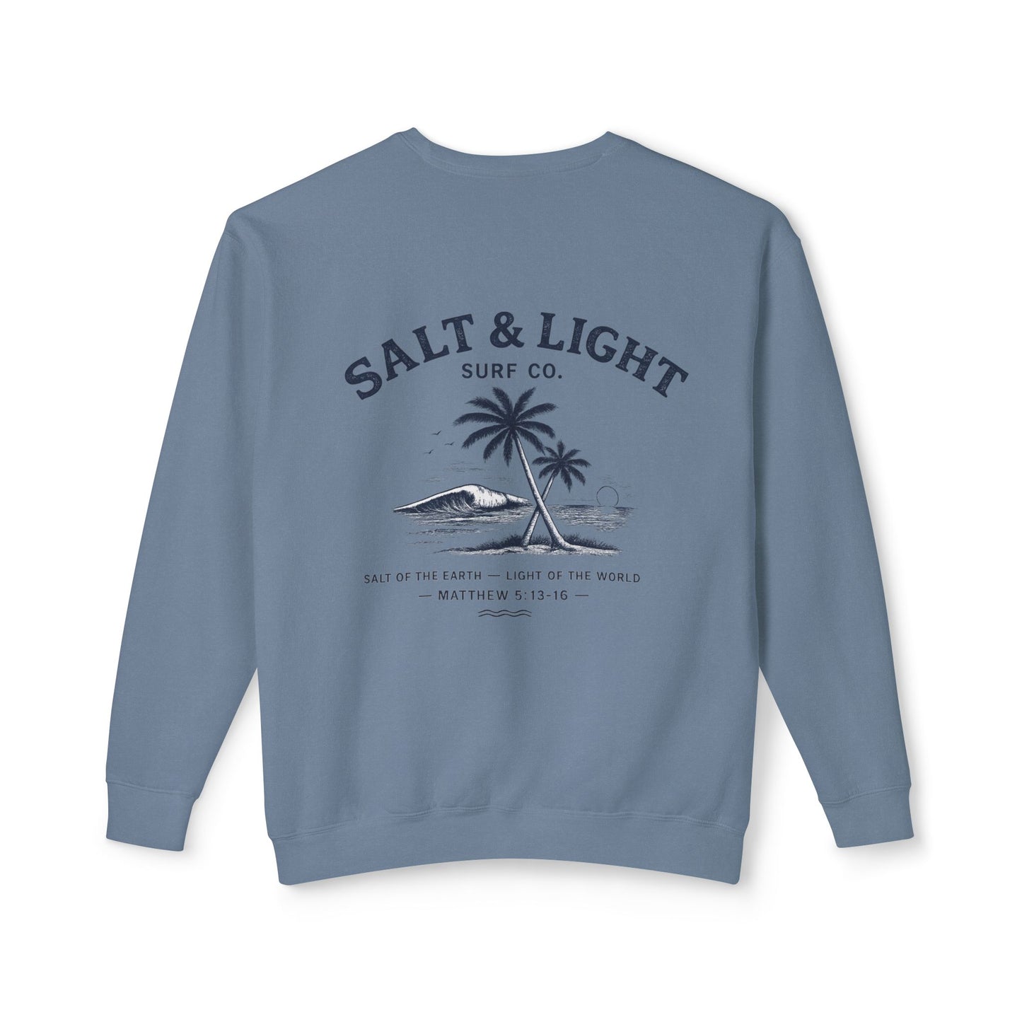 Crewneck Sweatshirt — Salt & Light Surf Co. Vintage Palm Beach Graphic, Back Print