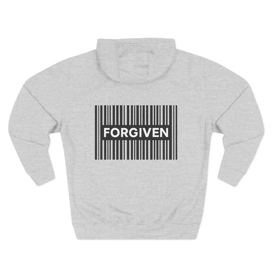 Forgiven Barcode Hoodie — Christian Faith Graphic Pullover