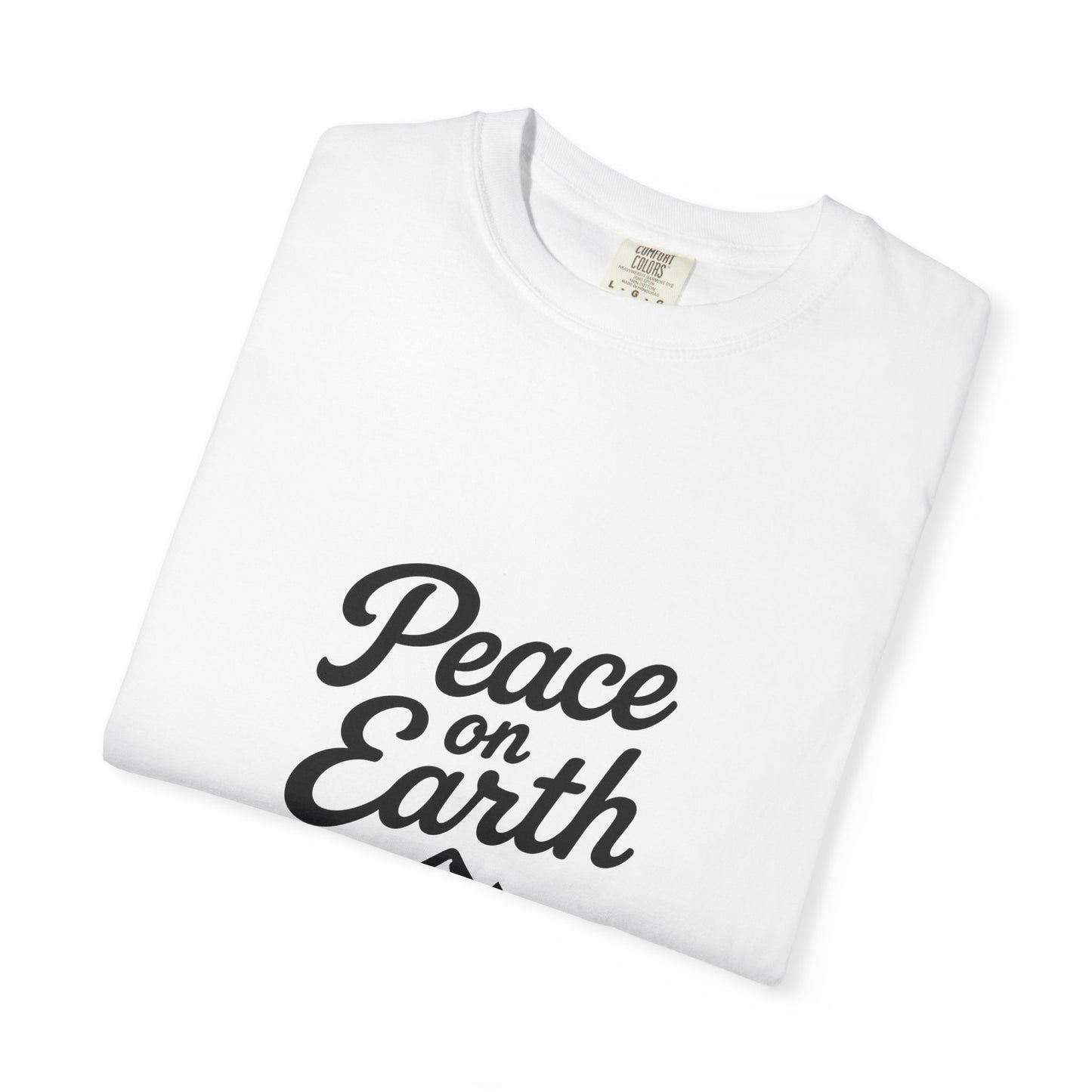 Peace on Earth Unisex T-shirt - Black Copy, Inspirational Graphic Tee for Nature Lovers, Christians, Faith