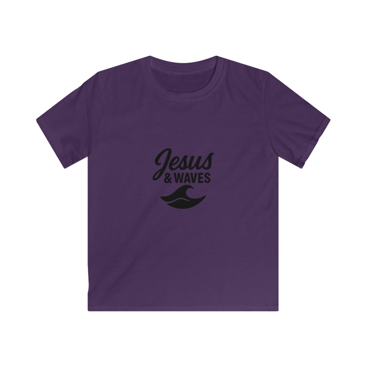 Kids Jesus & Waves Tee - Softstyle Shirt for Summer, Beach Days, Family Gatherings, Christian Gifts, Vacation Wear