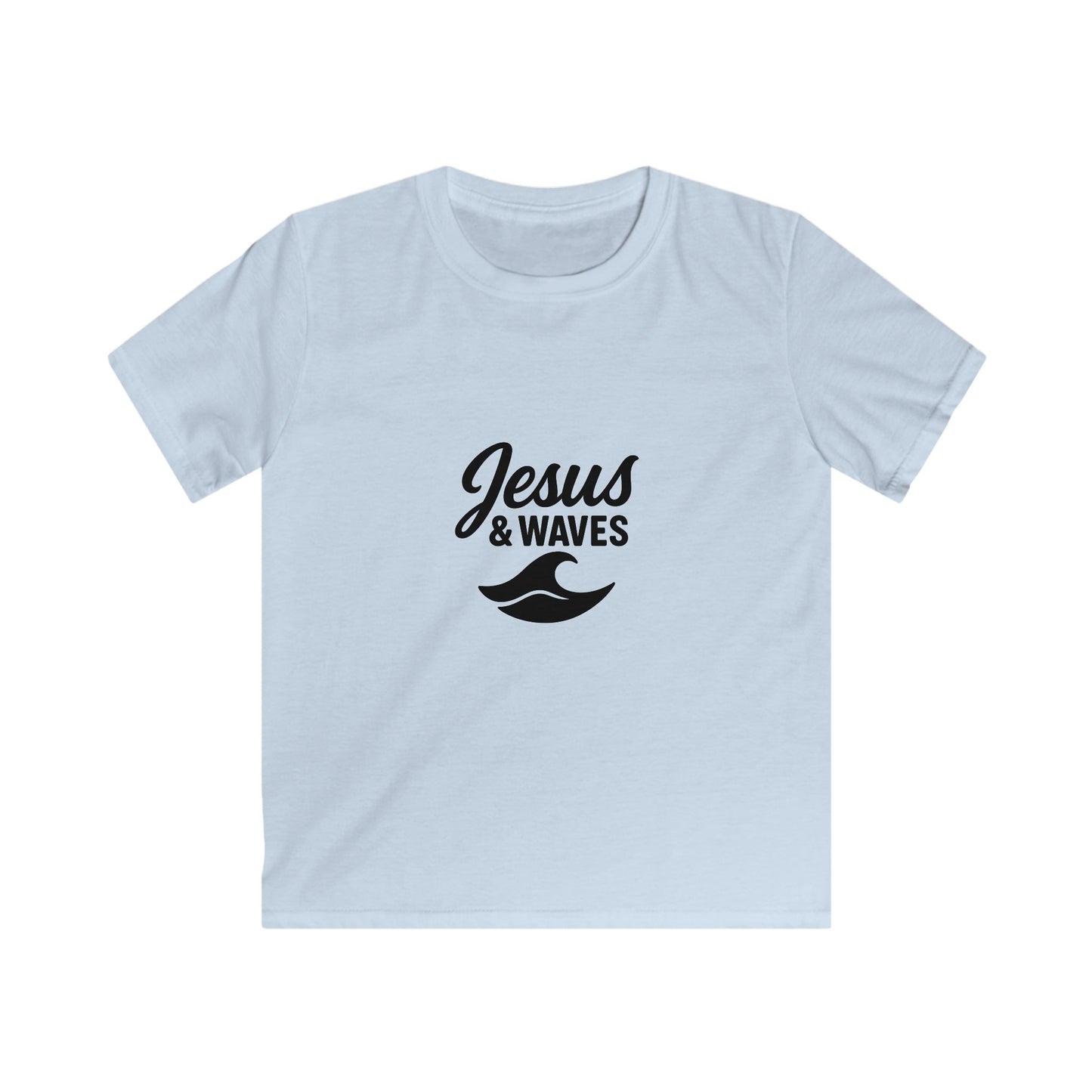 Kids Jesus & Waves Tee - Softstyle Shirt for Summer, Beach Days, Family Gatherings, Christian Gifts, Vacation Wear