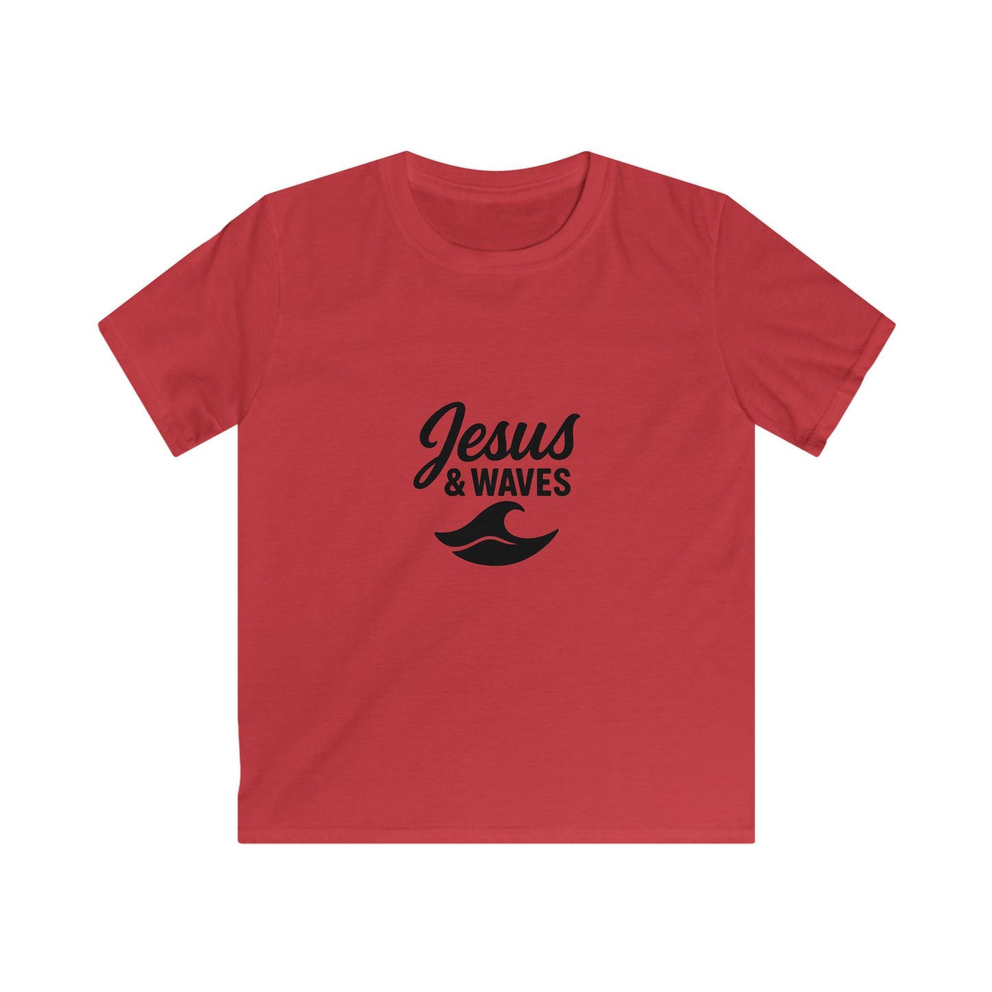 Kids Jesus & Waves Tee - Softstyle Shirt for Summer, Beach Days, Family Gatherings, Christian Gifts, Vacation Wear