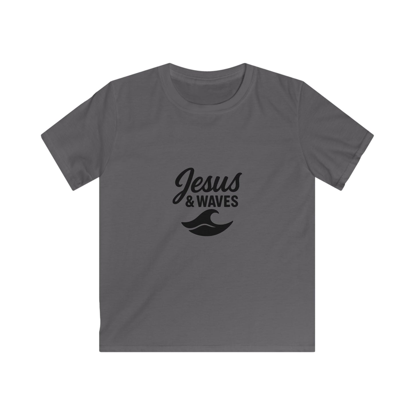 Kids Jesus & Waves Tee - Softstyle Shirt for Summer, Beach Days, Family Gatherings, Christian Gifts, Vacation Wear