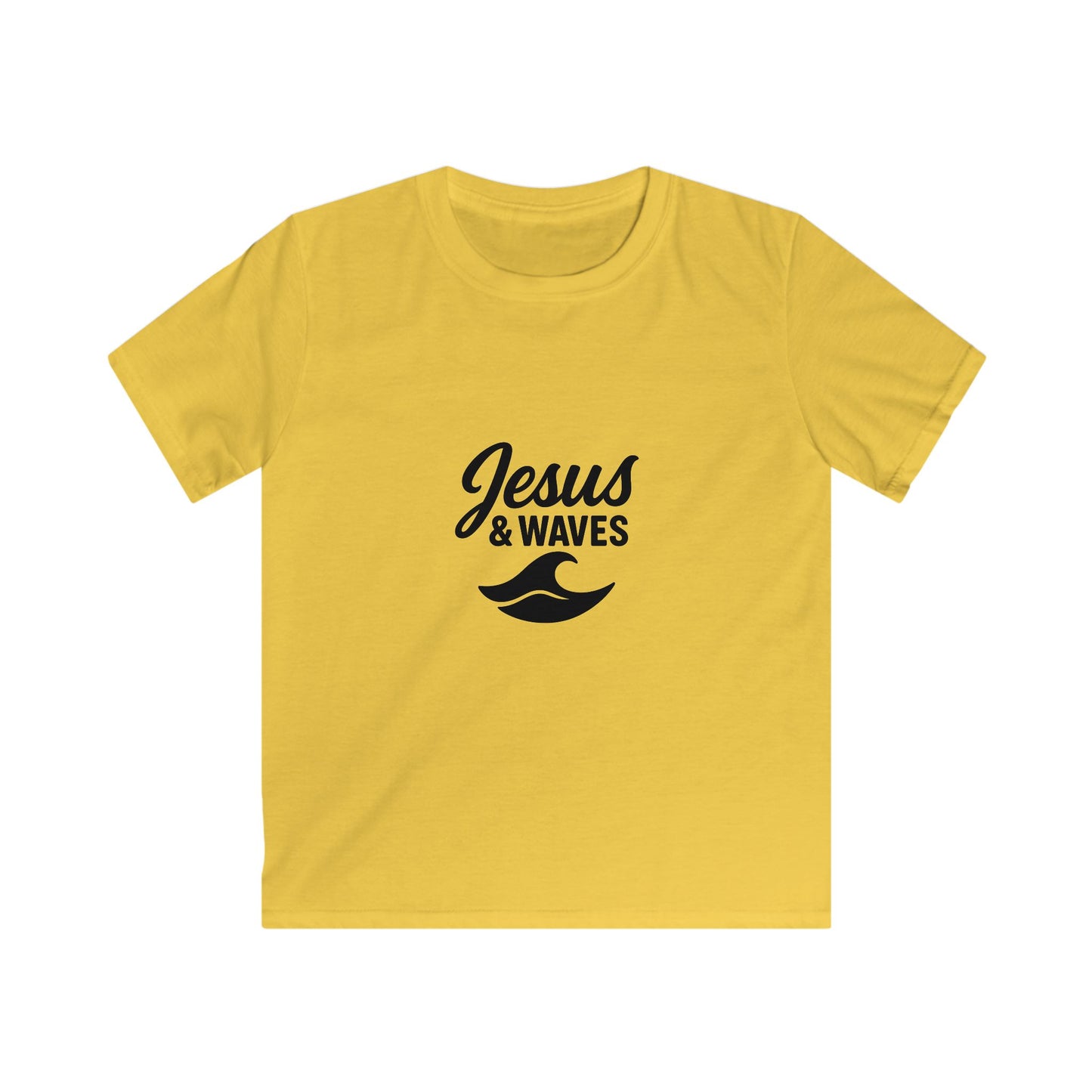 Kids Jesus & Waves Tee - Softstyle Shirt for Summer, Beach Days, Family Gatherings, Christian Gifts, Vacation Wear