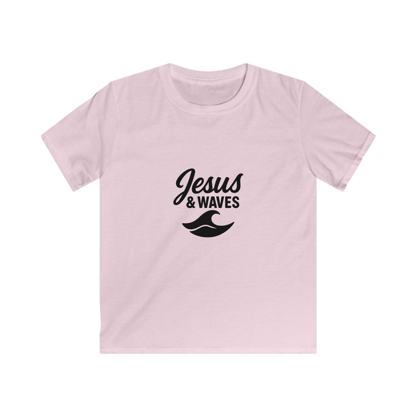 Kids Jesus & Waves Tee - Softstyle Shirt for Summer, Beach Days, Family Gatherings, Christian Gifts, Vacation Wear