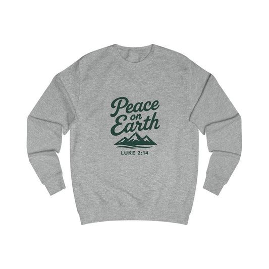 Peace on Earth Unisex Sweatshirt - Dark Green Copy, Cozy Christian Apparel. Holiday, Everyday