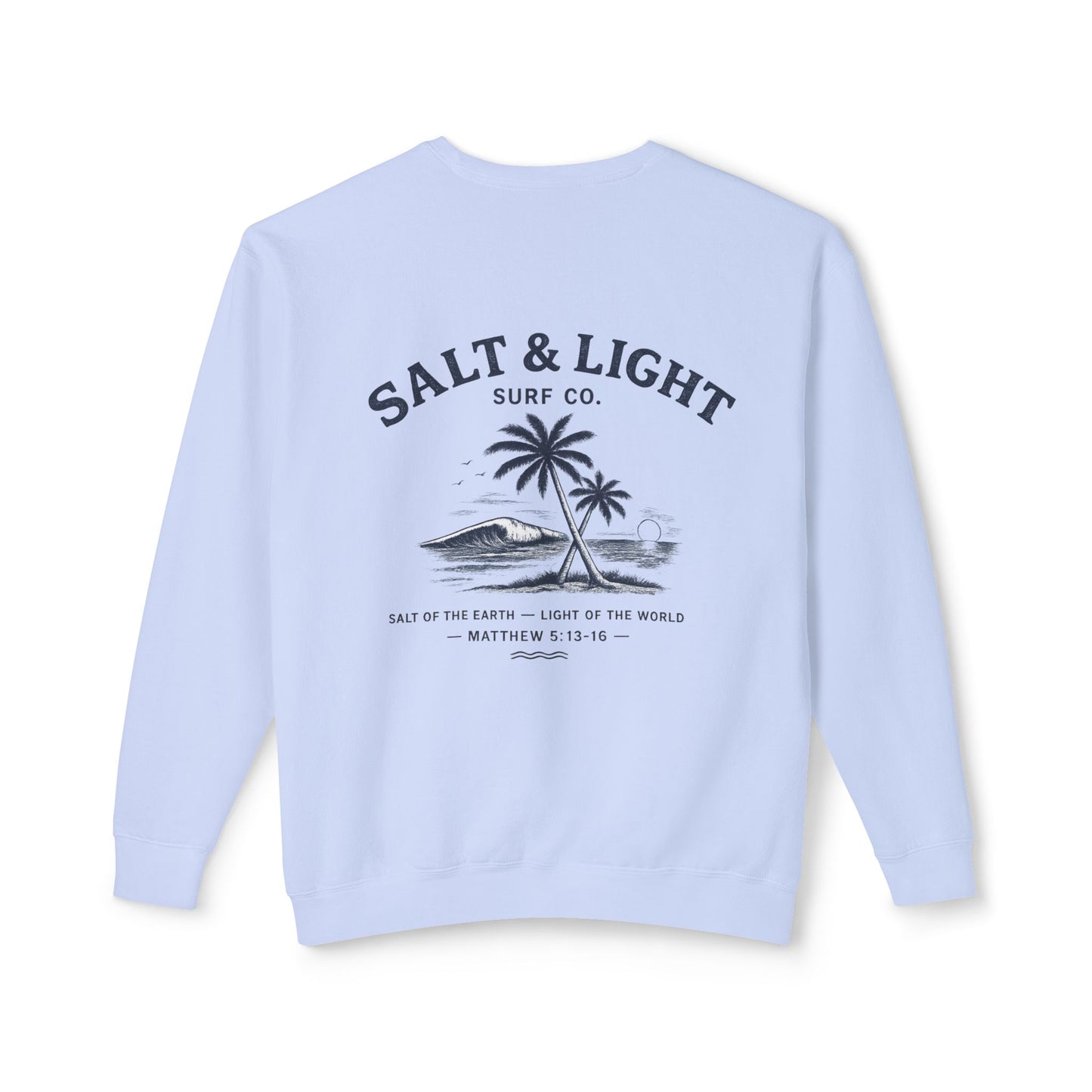 Crewneck Sweatshirt — Salt & Light Surf Co. Vintage Palm Beach Graphic, Back Print