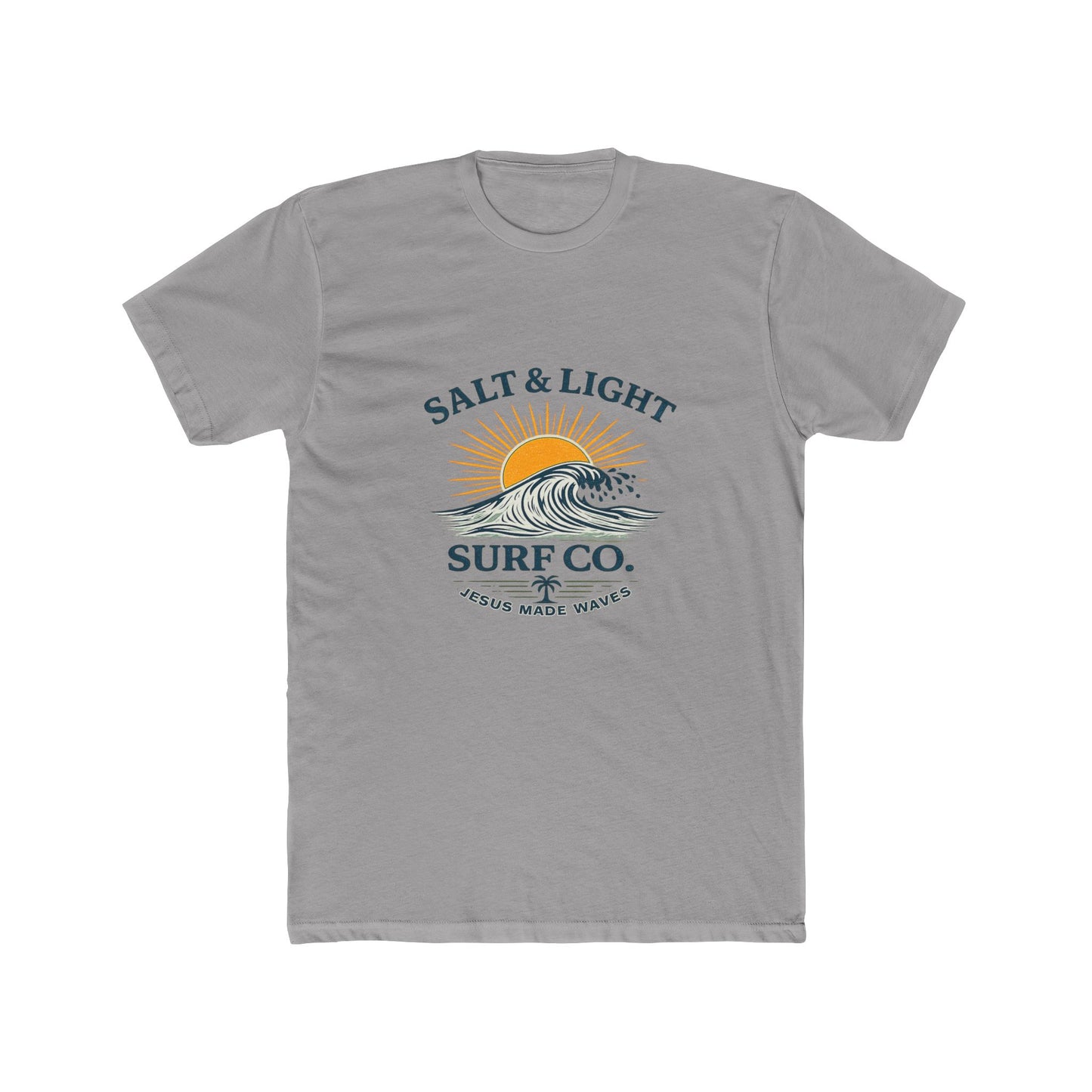 Salt & Light Surf Co. Jesus Made Waves Tee — Vintage Sunrise Wave Graphic T-Shirt
