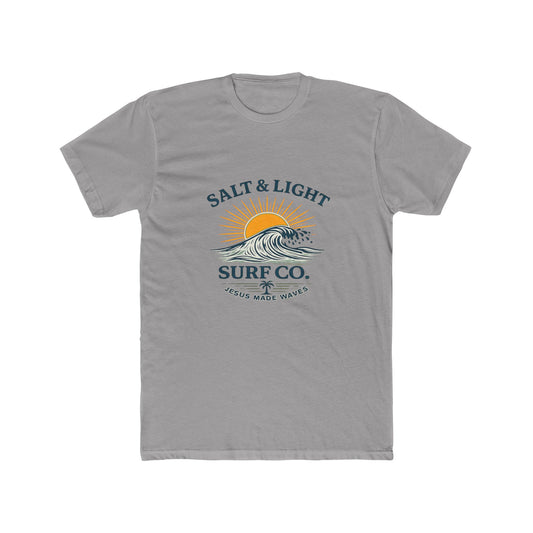 Salt & Light Surf Co. Jesus Made Waves Tee — Vintage Sunrise Wave Graphic T-Shirt