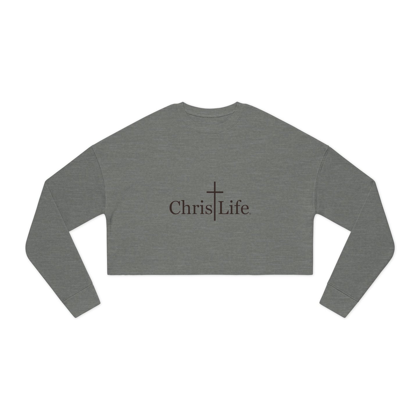 Women's Cropped Sweatshirt, Dark Gray ChristLife Logo