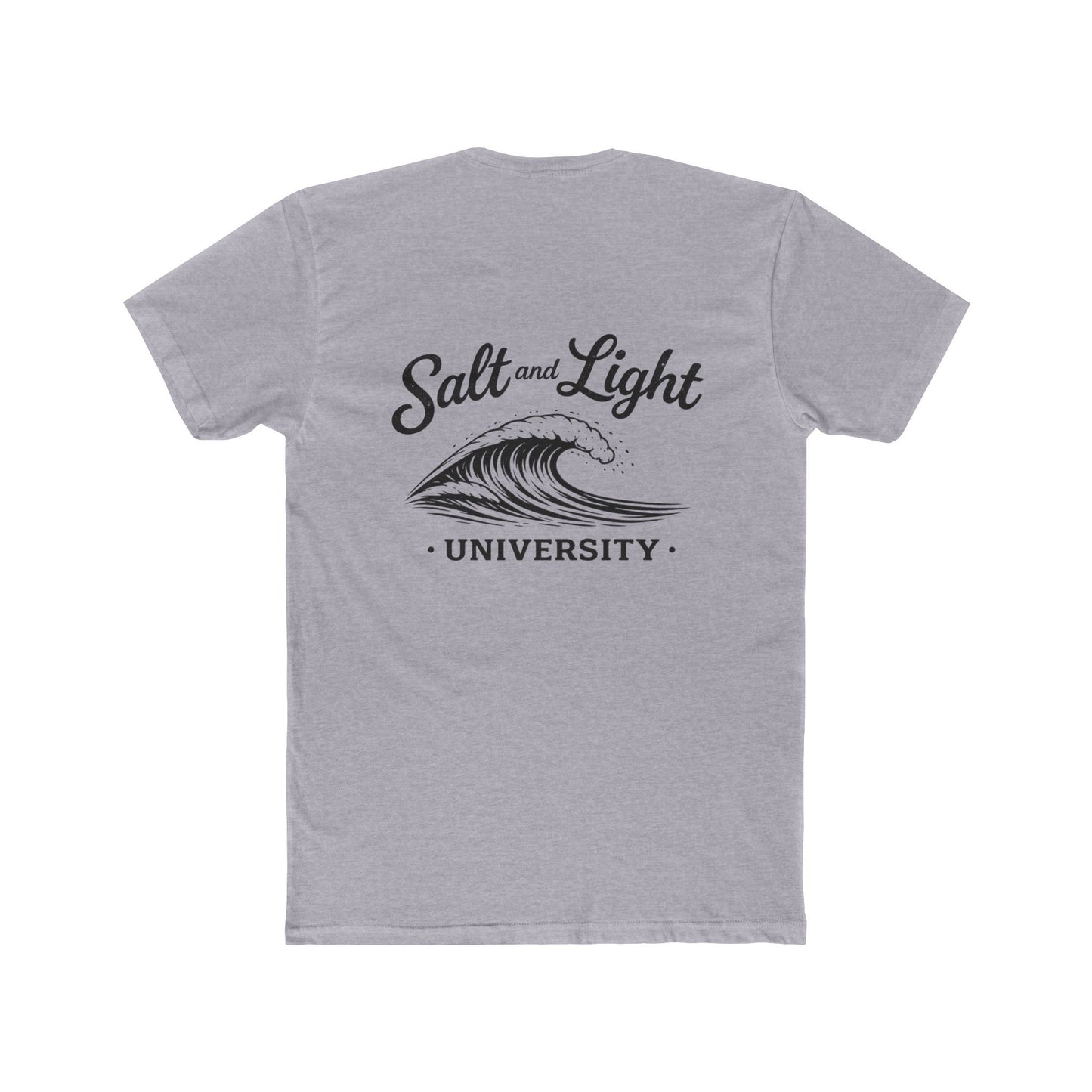 Salt and Light University T-Shirt — Vintage Coastal Wave Graphic on the back of shirt