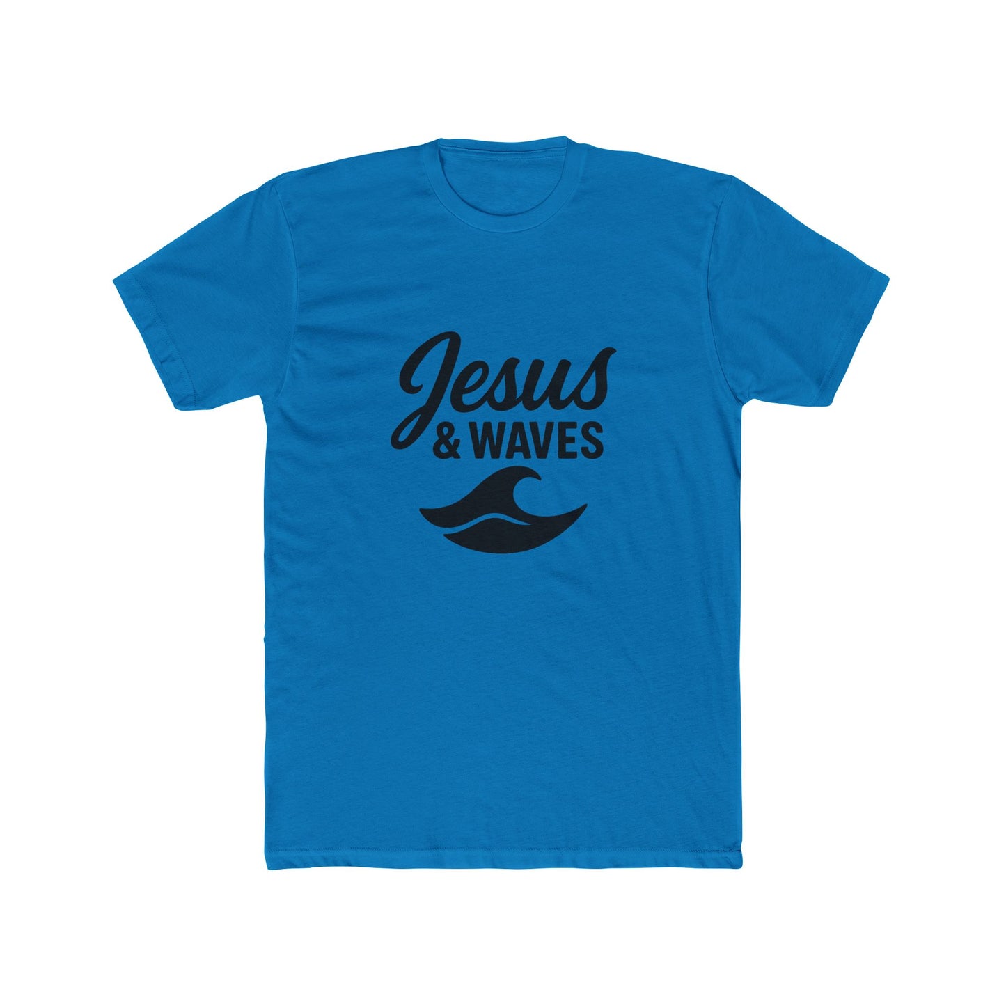 Jesus and Waves - Unisex Cotton Crew Tee, Beach/Surfer style, Christian casual.