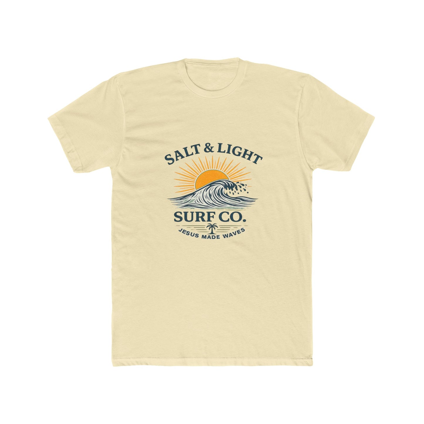 Salt & Light Surf Co. Jesus Made Waves Tee — Vintage Sunrise Wave Graphic T-Shirt