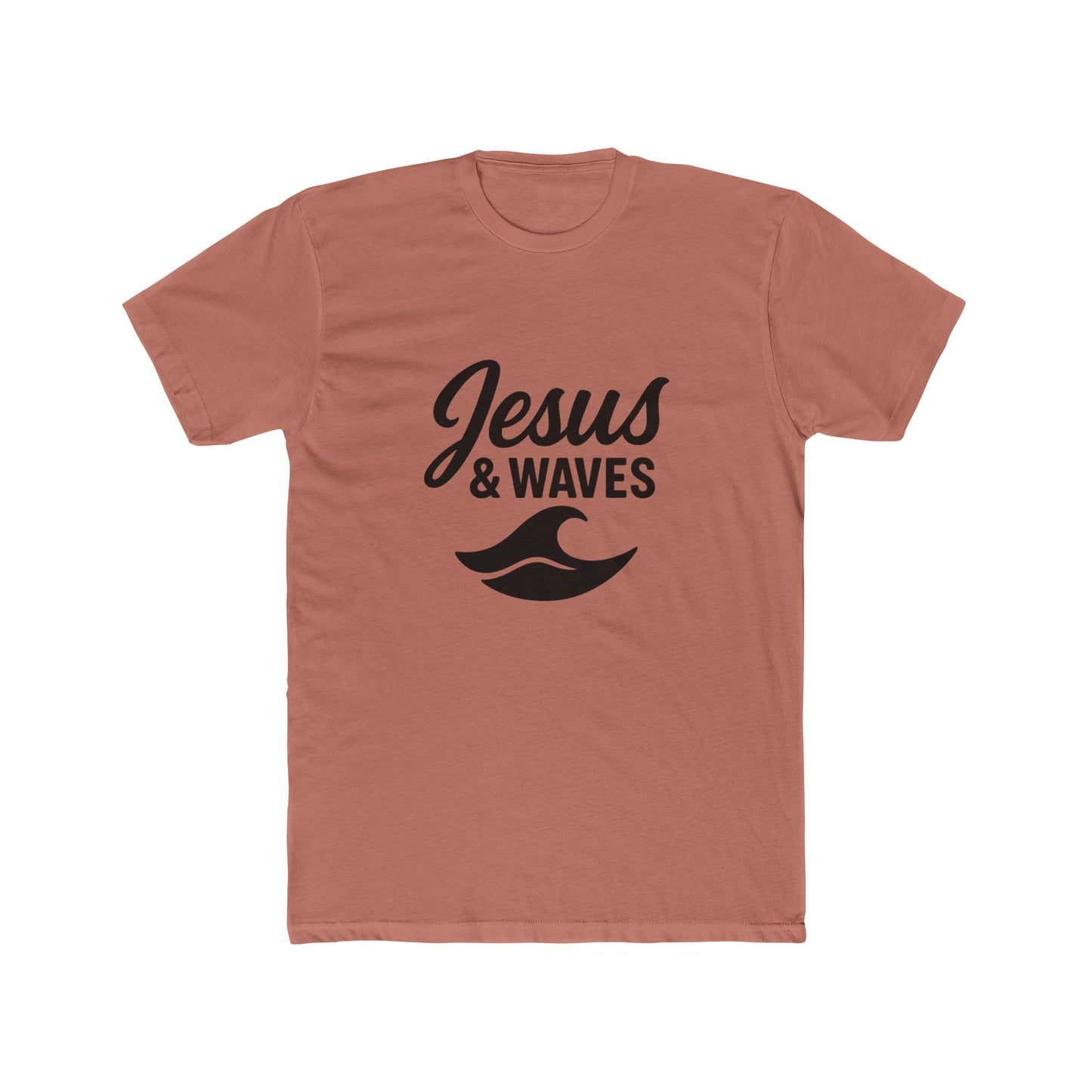 Jesus and Waves - Unisex Cotton Crew Tee, Beach/Surfer style, Christian casual.