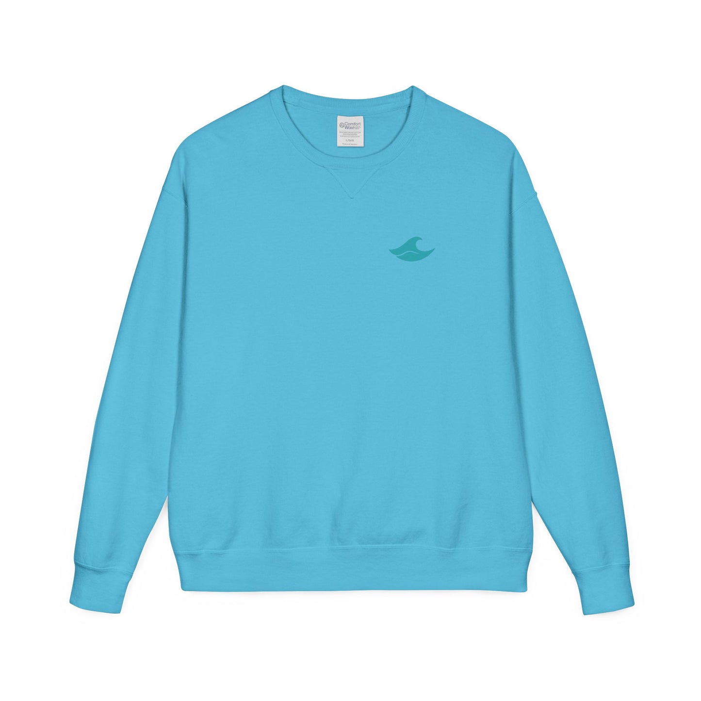 Be Still and Wave On the Back, Wave Icon on Front  - Sweatshirt - Unisex ComfortWash® Garment Dyed Crewneck Sweatshirt, Comfy.
