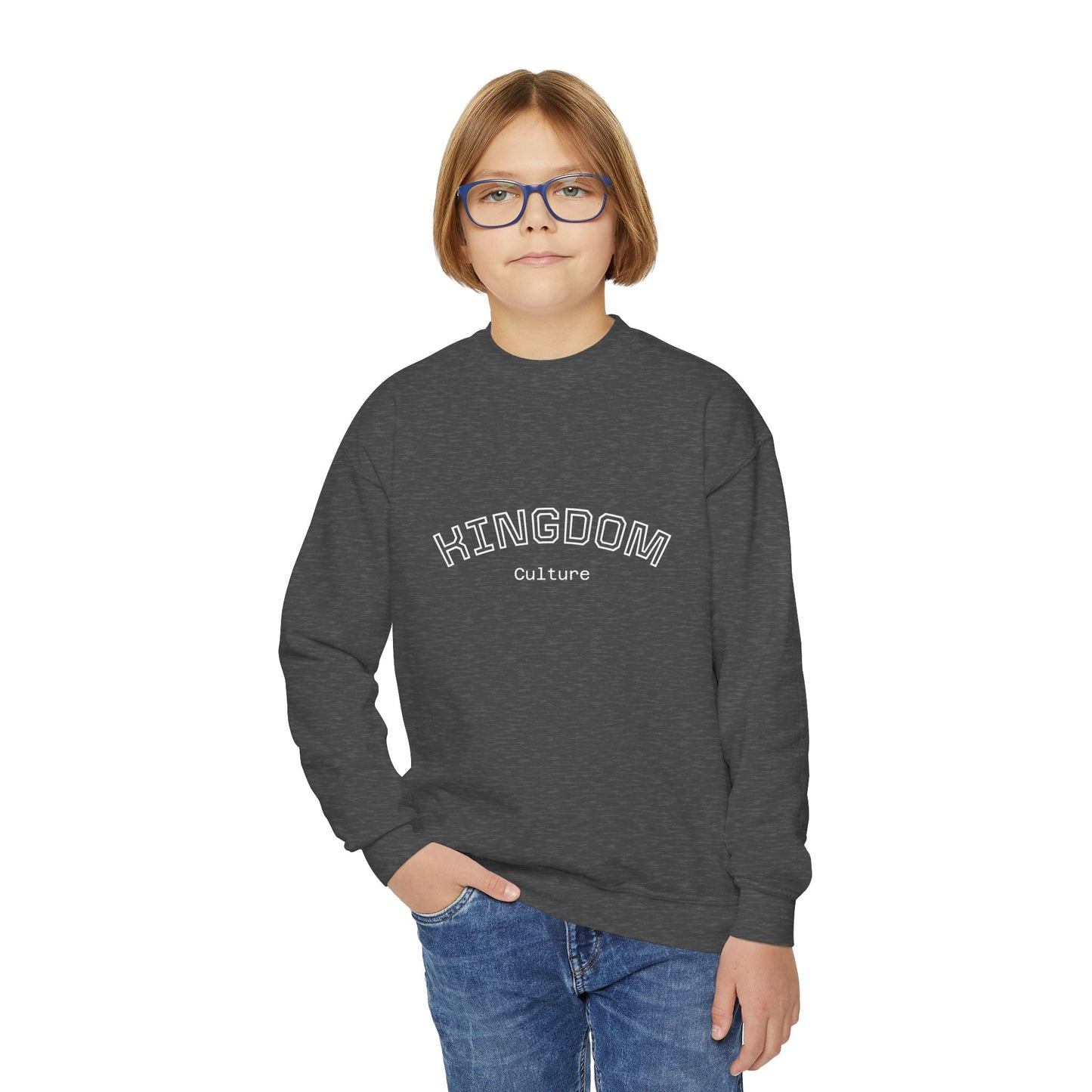 Youth Crewneck Sweatshirt - Cozy Kingdom Culture Pullover, Perfect for Kids & Teens, Great for Everyday Wear, Gifts, Casual Outfits