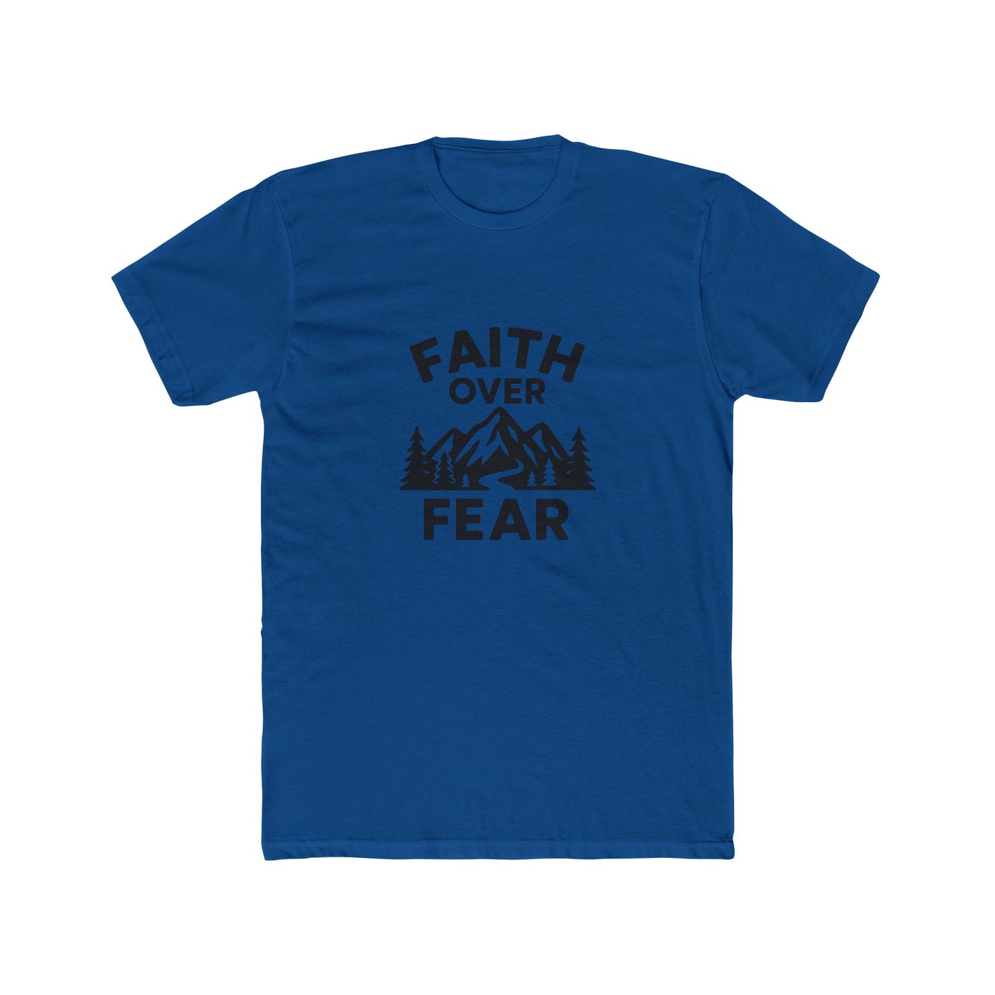 Faith Over Fear T‑Shirt — Inspirational Christian Tee with Mountain Design Black Ink