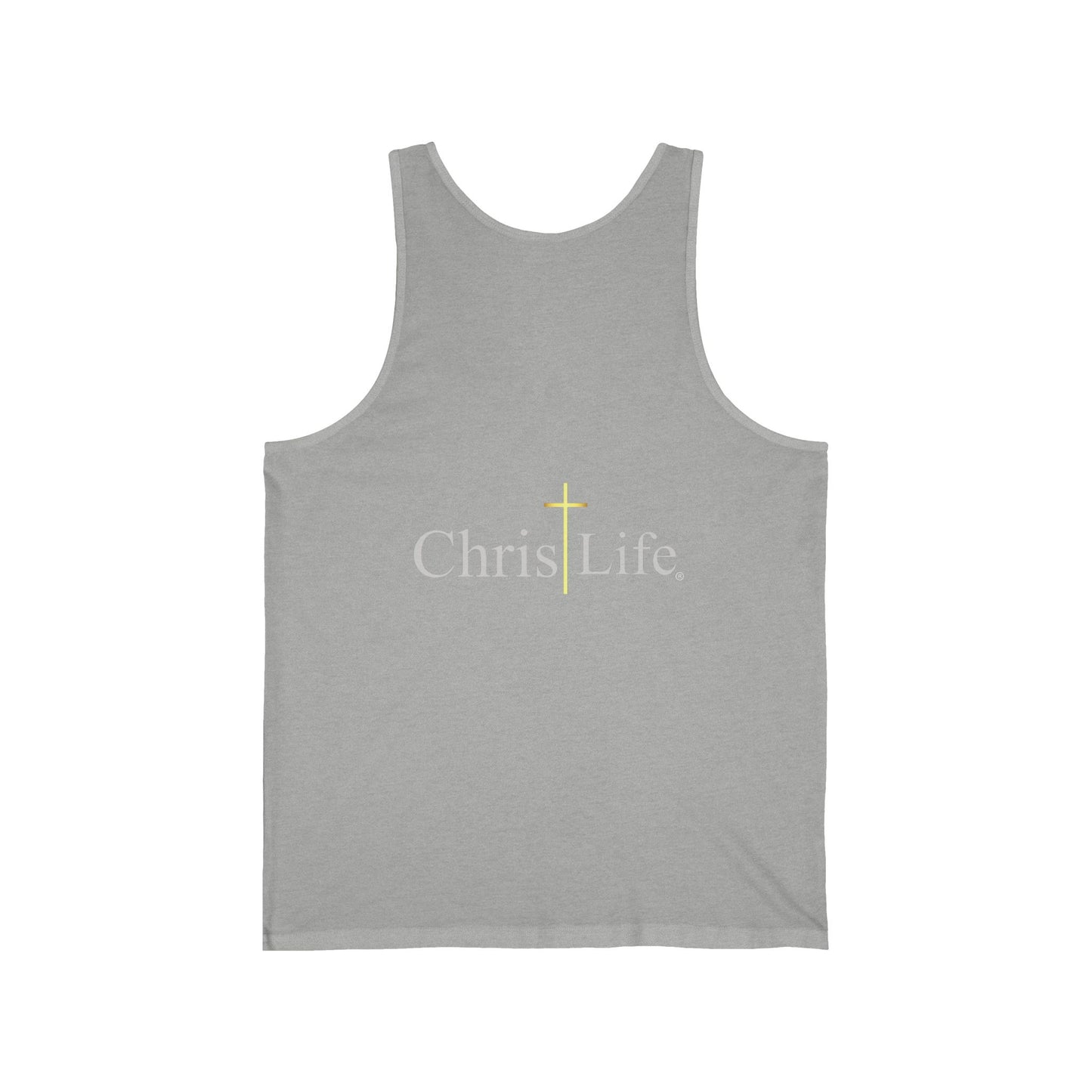 Unisex Jersey Tank, C/L on front and ChristLife on back.