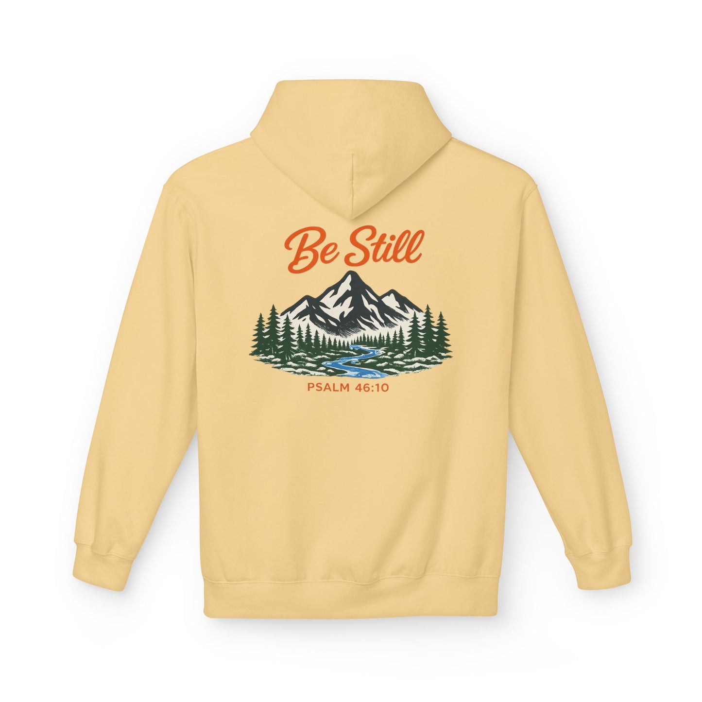 "Be Still" Mountian With Stream  Hoodie - Unisex Midweight Softstyle Fleece