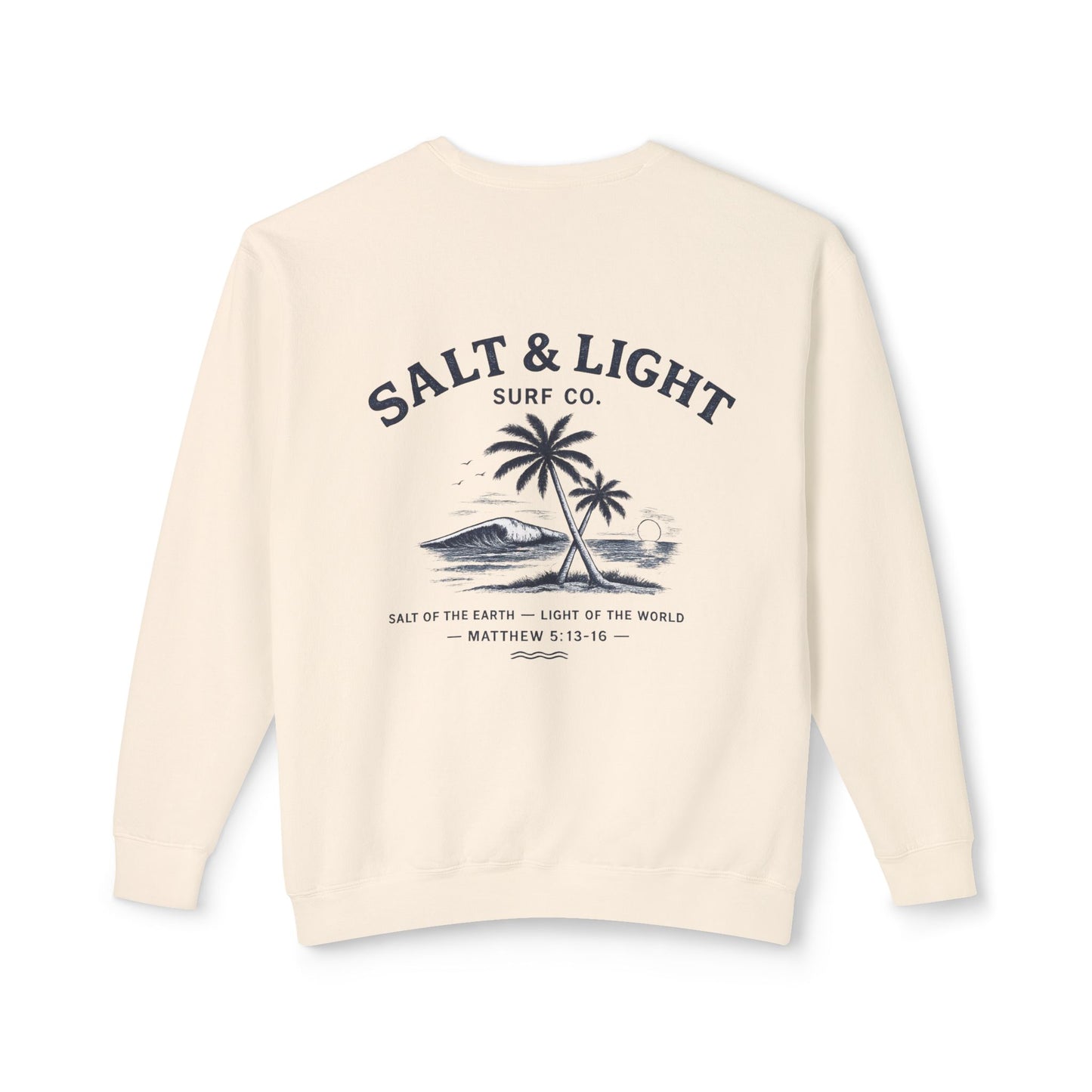 Crewneck Sweatshirt — Salt & Light Surf Co. Vintage Palm Beach Graphic, Back Print