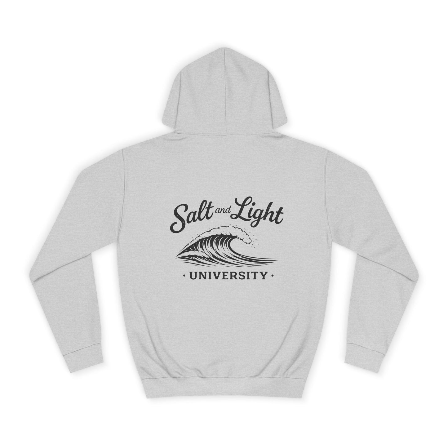 College Hoodie — "Salt and Light University" Vintage Wave Graphic