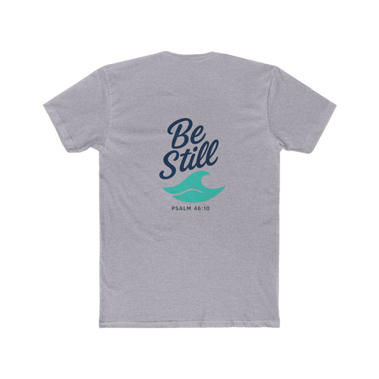 Be Still Wave on Back Side, No Copy on Front -  Tshirt - Unisex Cotton Crew Tee, Christain faith, Beach Vacation, Casual Wear, Surfer