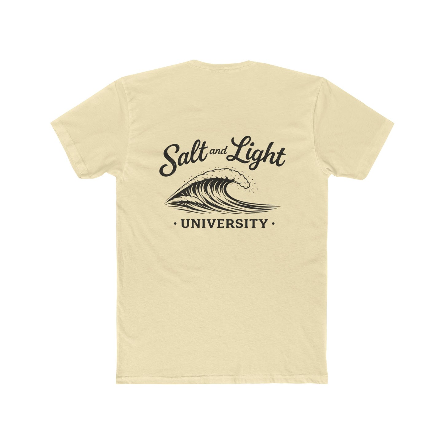 Salt and Light University T-Shirt — Vintage Coastal Wave Graphic on the back of shirt