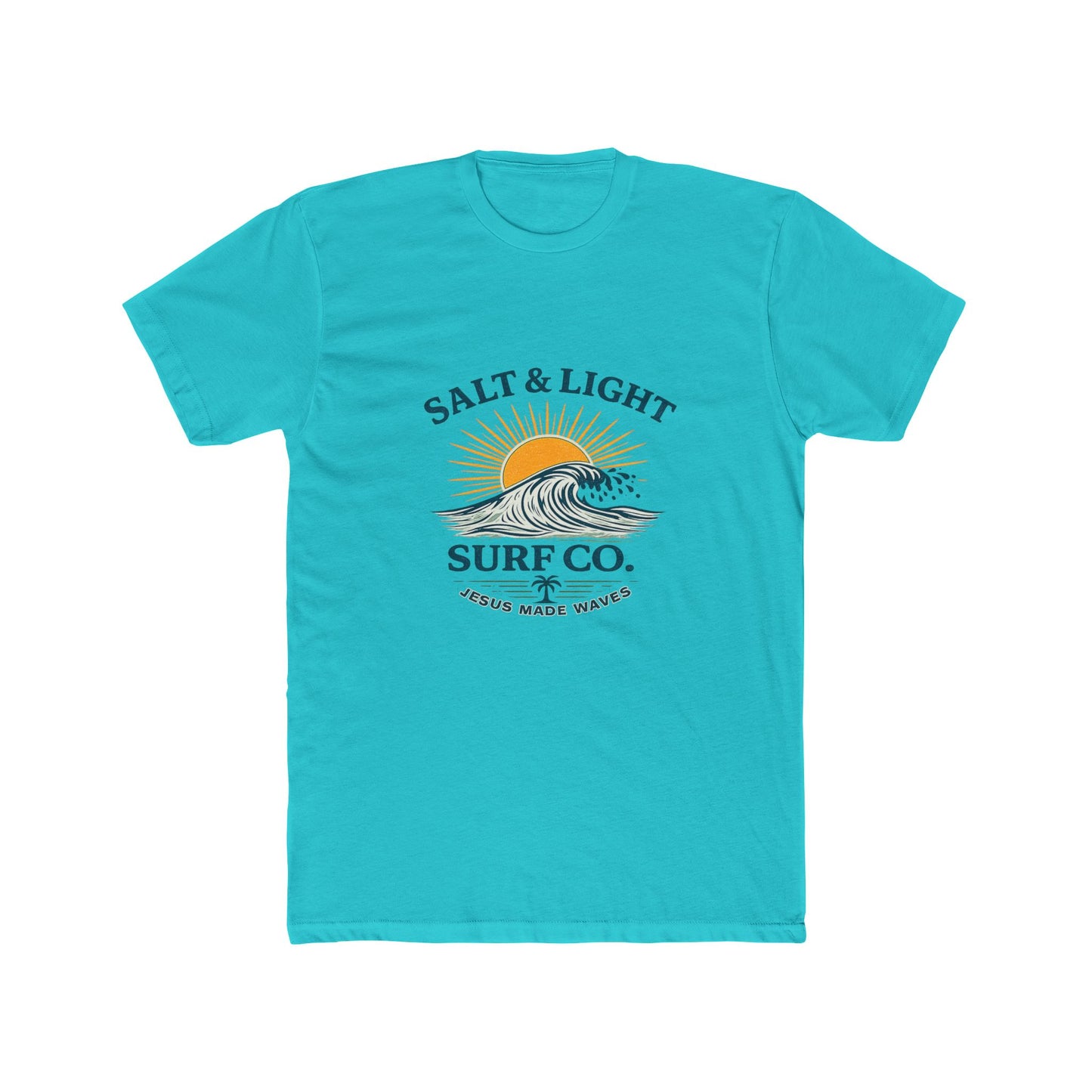 Salt & Light Surf Co. Jesus Made Waves Tee — Vintage Sunrise Wave Graphic T-Shirt