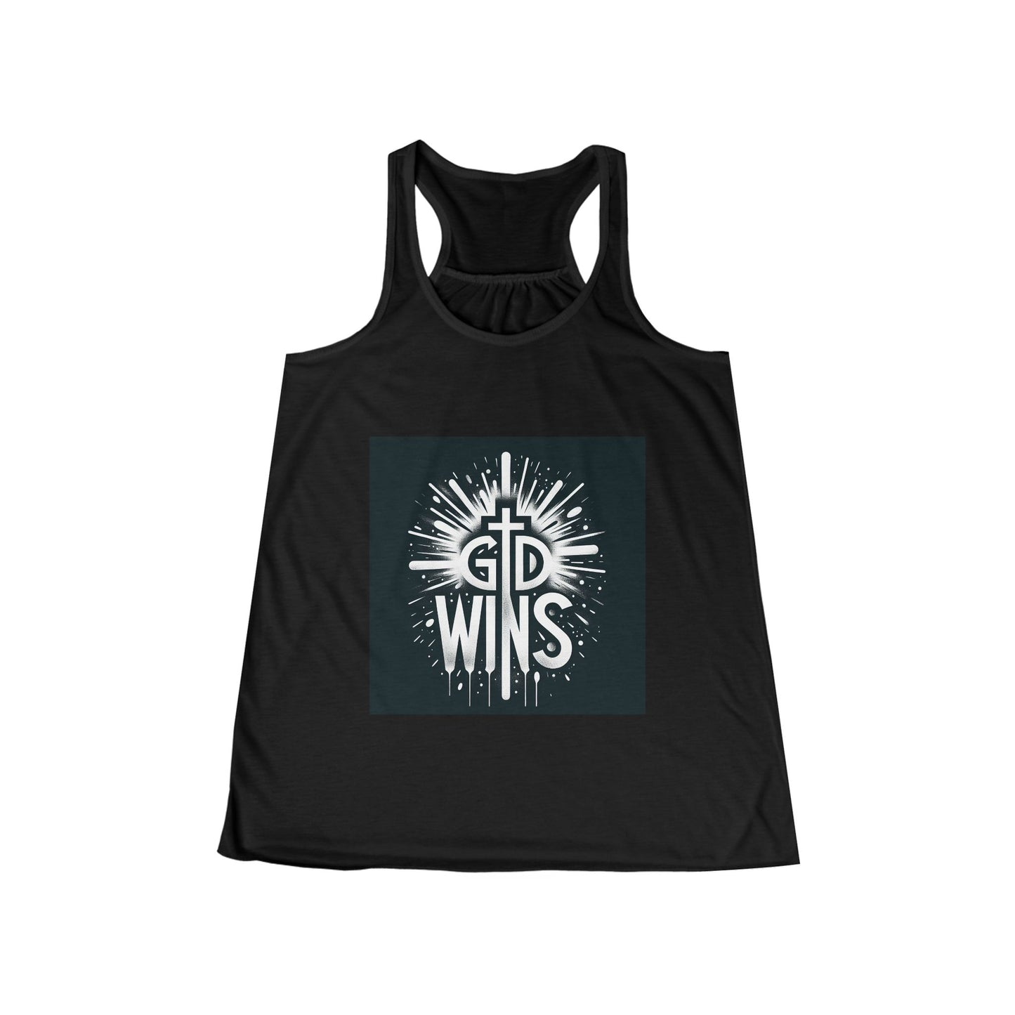 Women's Flowy Racerback Tank, God Wins