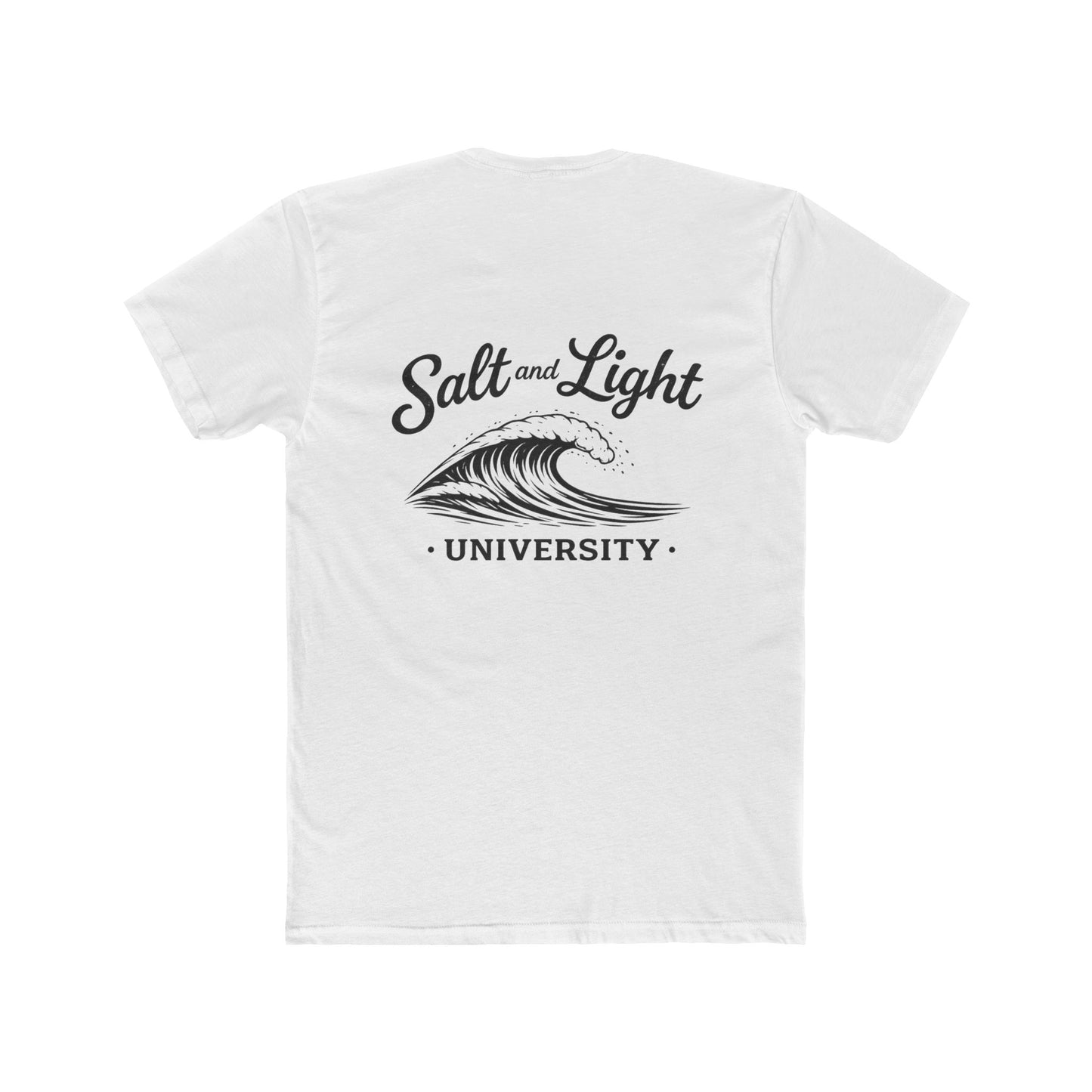 Salt and Light University T-Shirt — Vintage Coastal Wave Graphic on the back of shirt