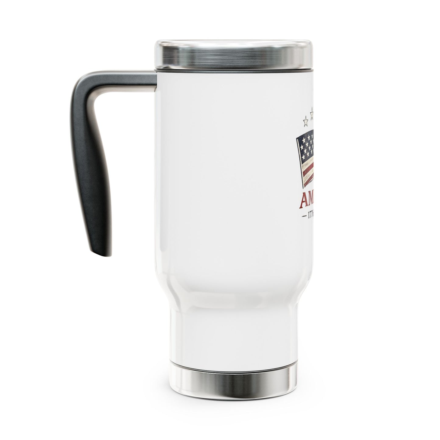 America Flag 1776–2026, Stainless Steel Travel Mug with Handle
