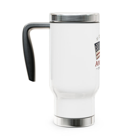 America Flag 1776–2026, Stainless Steel Travel Mug with Handle