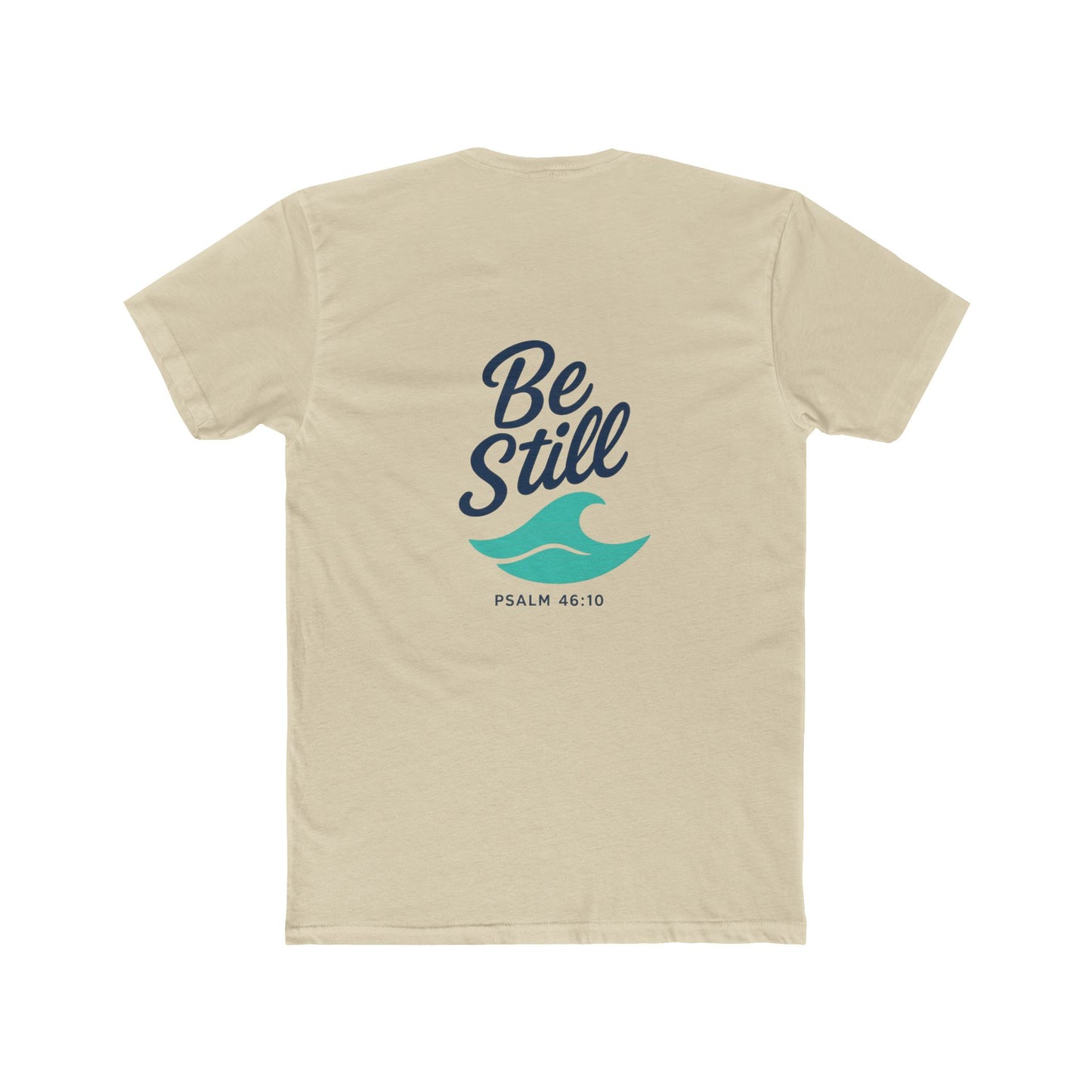 Be Still Wave on Back Side, No Copy on Front -  Tshirt - Unisex Cotton Crew Tee, Christain faith, Beach Vacation, Casual Wear, Surfer