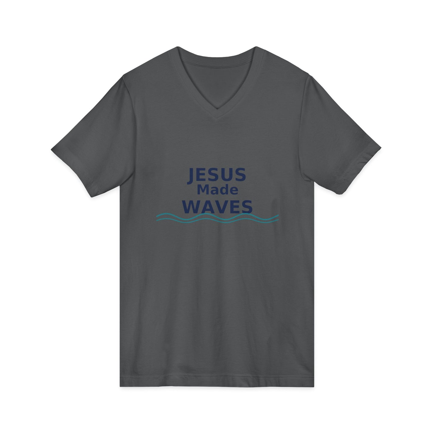 Jesus Made Waves V-Neck Tee - Faith T-Shirt for Men and Women, Summer Outfit, Christian Gift, Church Attire, Beach Day Wear, Surfer