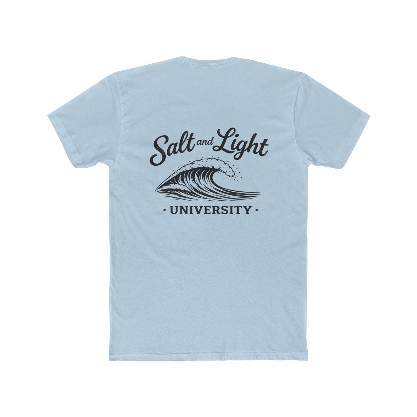 Salt and Light University T-Shirt — Vintage Coastal Wave Graphic on the back of shirt