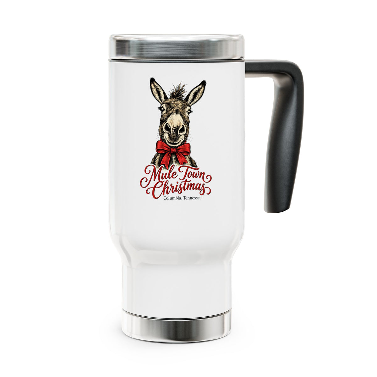 Mule Town Christmas Travel Mug — 14oz Stainless Steel Holiday Tumbler