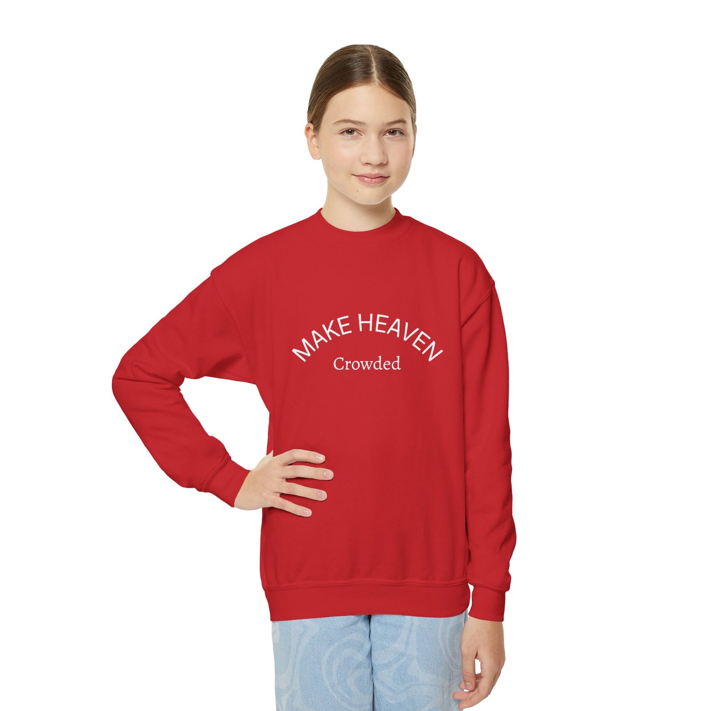 Youth Crewneck Sweatshirt | "Make Heaven Crowded" Graphic Pullover for Teens, Cozy Unisex Sweatshirt, Perfect for Everyday Wear, Gifts [...]