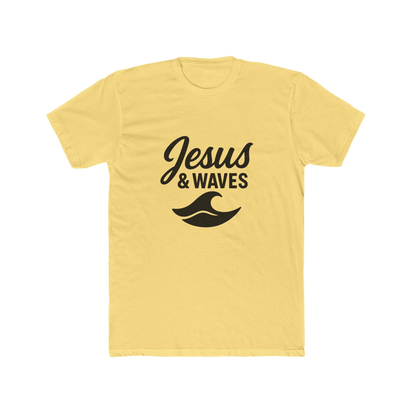 Jesus and Waves - Unisex Cotton Crew Tee, Beach/Surfer style, Christian casual.