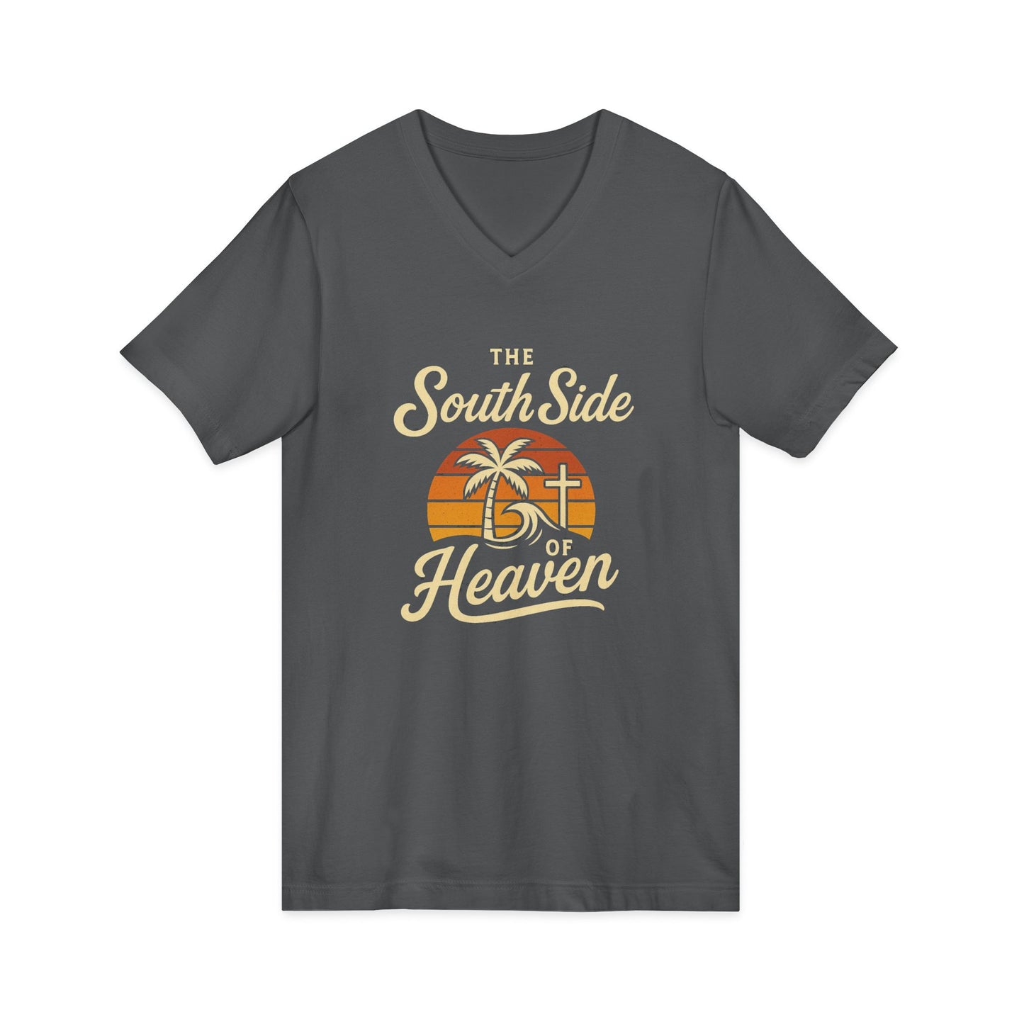 South Side of Heaven V-Neck Tee - Relaxed Unisex Cotton Tee for Beach Days, Summer Celebrations, Gifts for Faith Lovers, Casual Wear, [...]