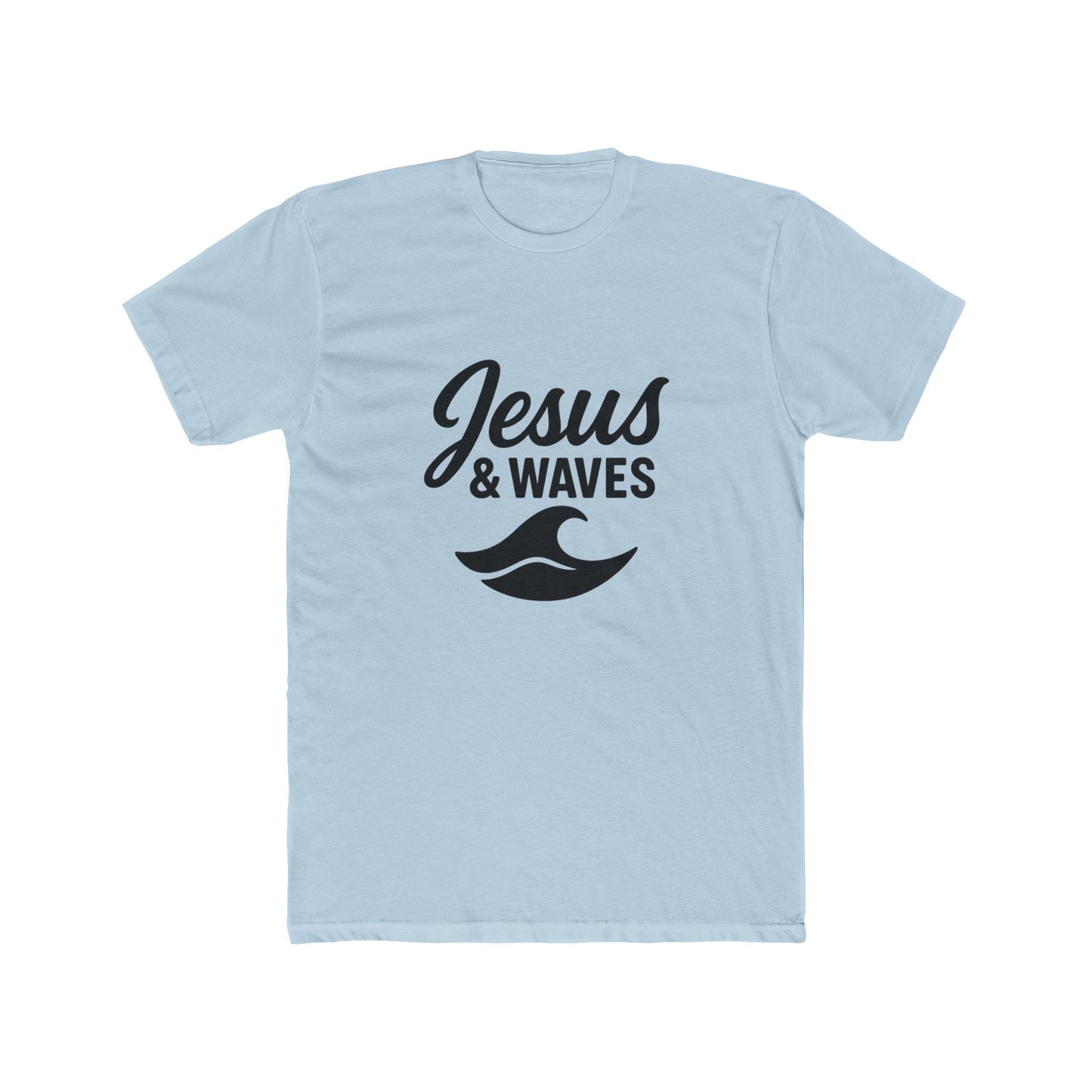 Jesus and Waves - Unisex Cotton Crew Tee, Beach/Surfer style, Christian casual.